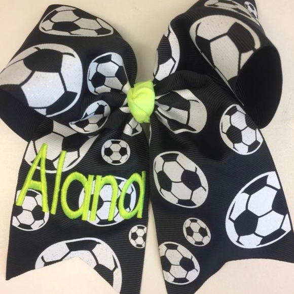 Soccer Hair Bow ANY Name Monogrammed - Picture 1 of 4
